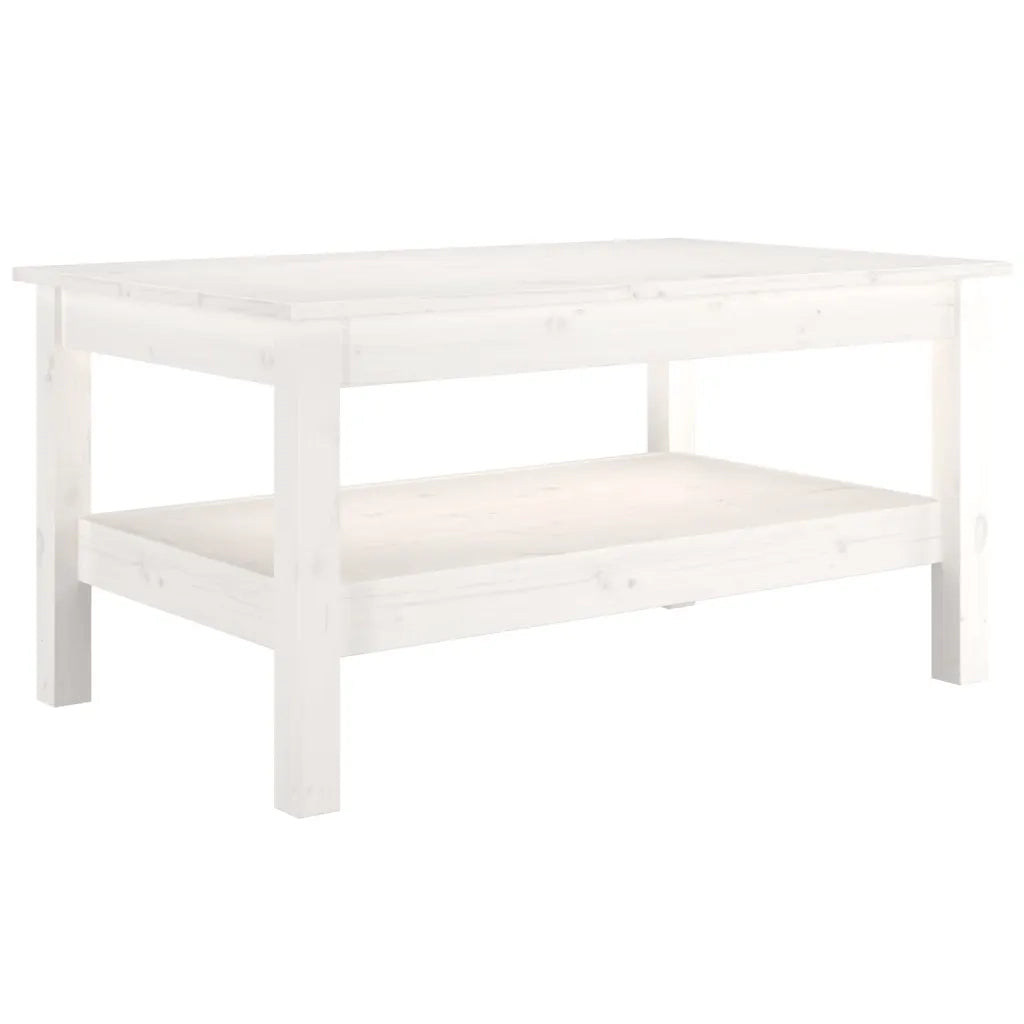Tavolino da Salotto Bianco 80x50x40 cm Legno Massello di Pino 814285
