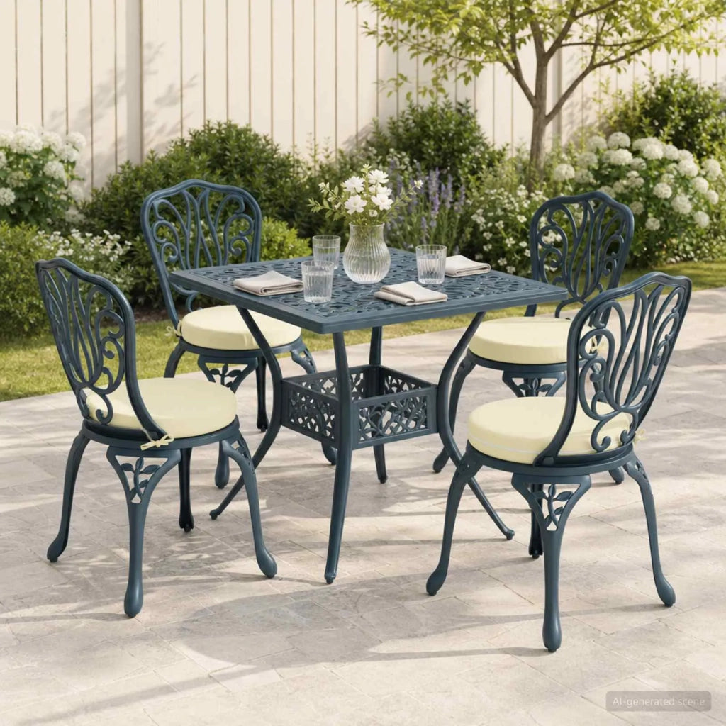 Cuscini per Sedia in 4 Pezzi SOEST 4 pz 100% Poliestere Crema 946342