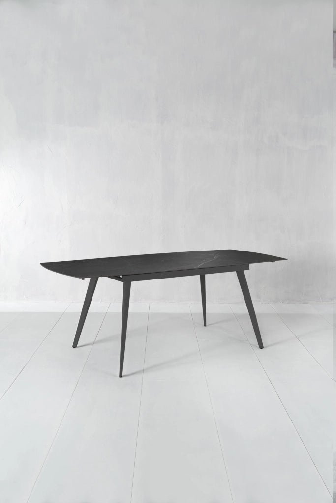 Tavolo Allungabile Nicolas 90x140/200x76 cm Top in Gres Marmo Nero