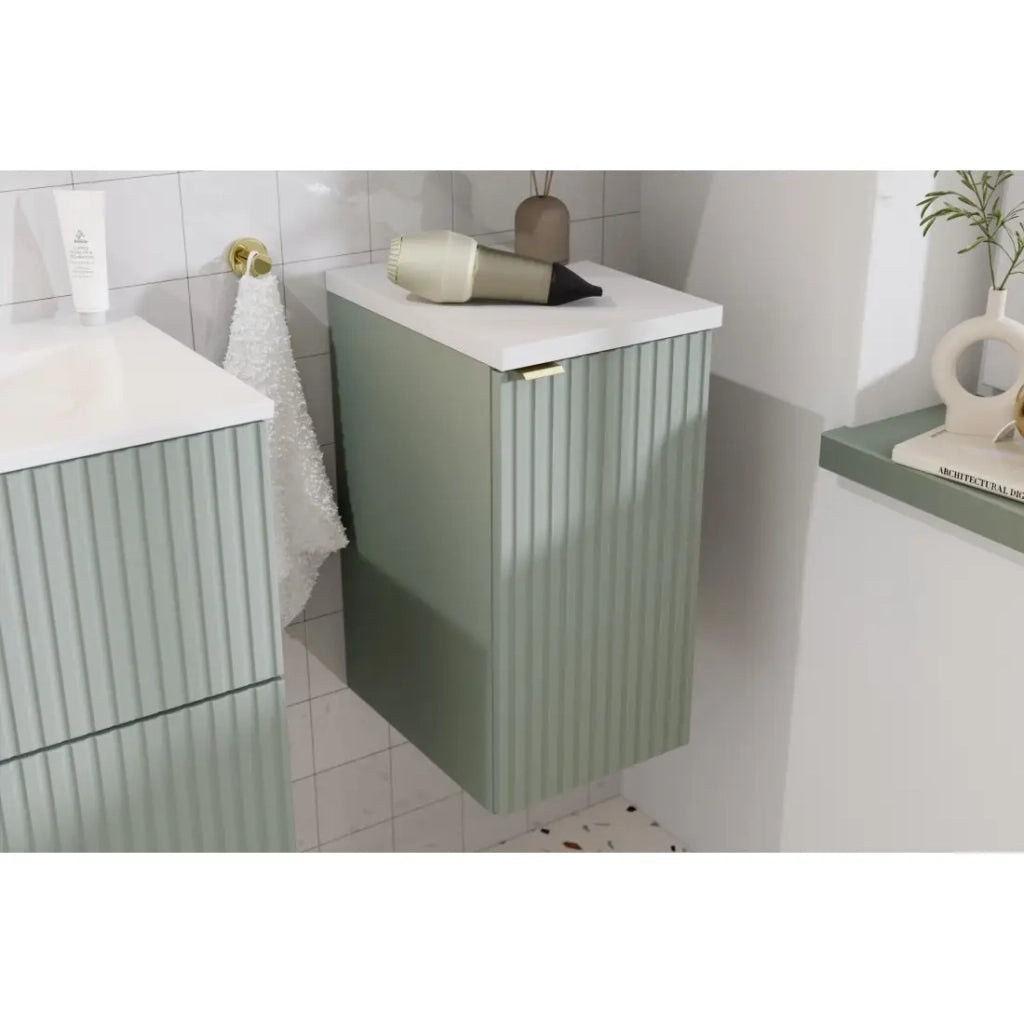 Mobile da bagno ELVINA – 1 porta – H57 cm – Verde salvia pastello – Sospeso