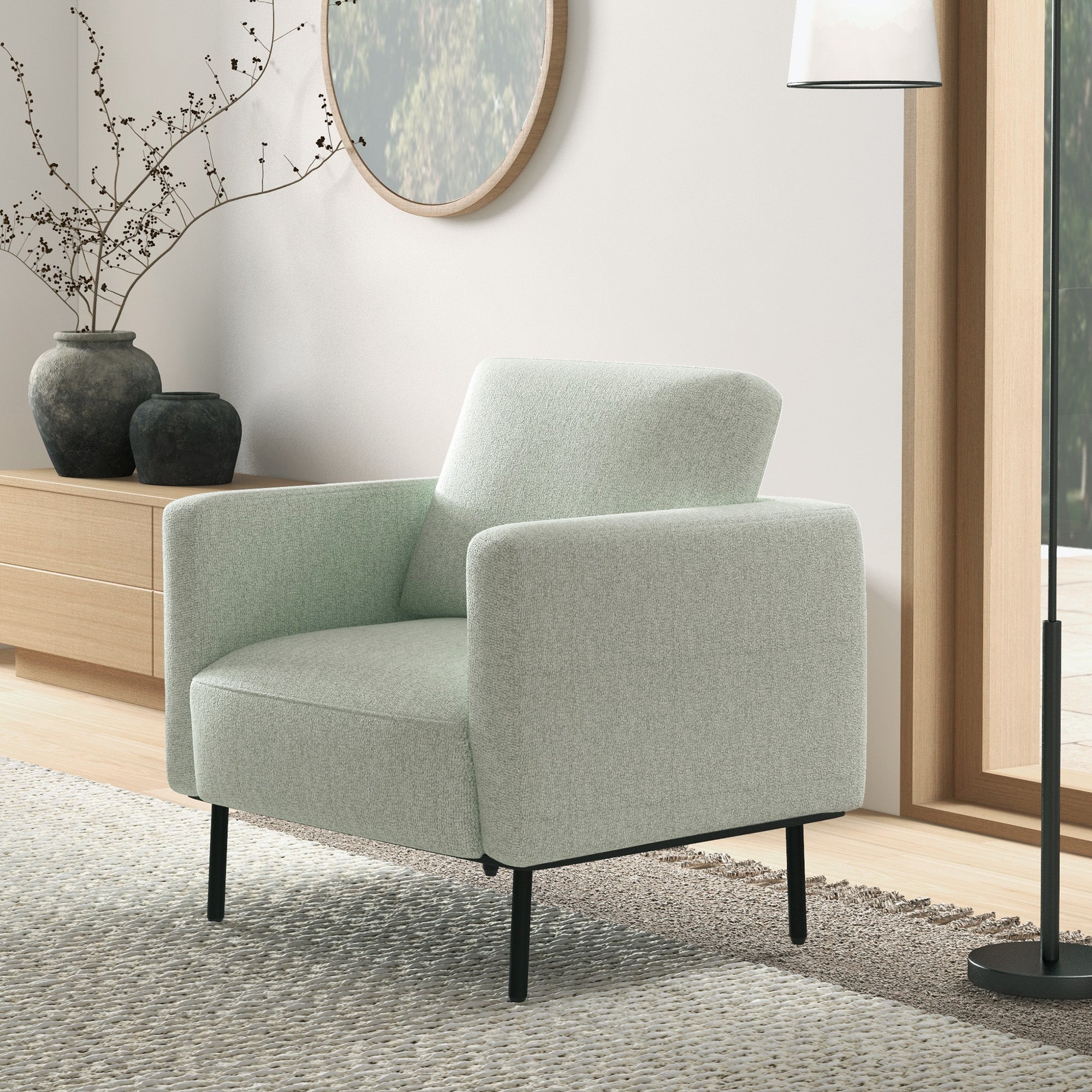 Poltrona 79x76x65 cm in Tessuto Effetto Lino Traspirante Grigio