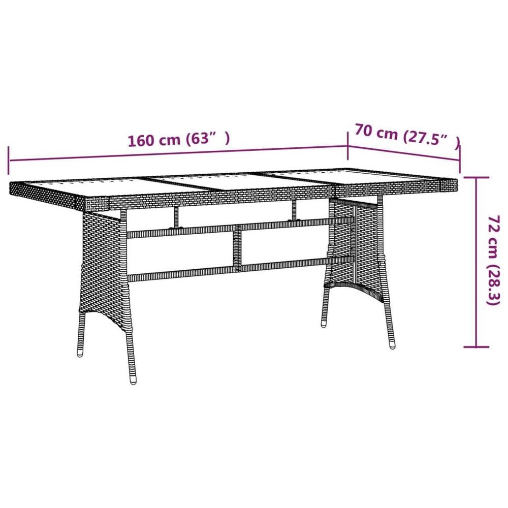 Garden Table Black 160x70x72cm Poly Rattan & Solid Acacia Wood