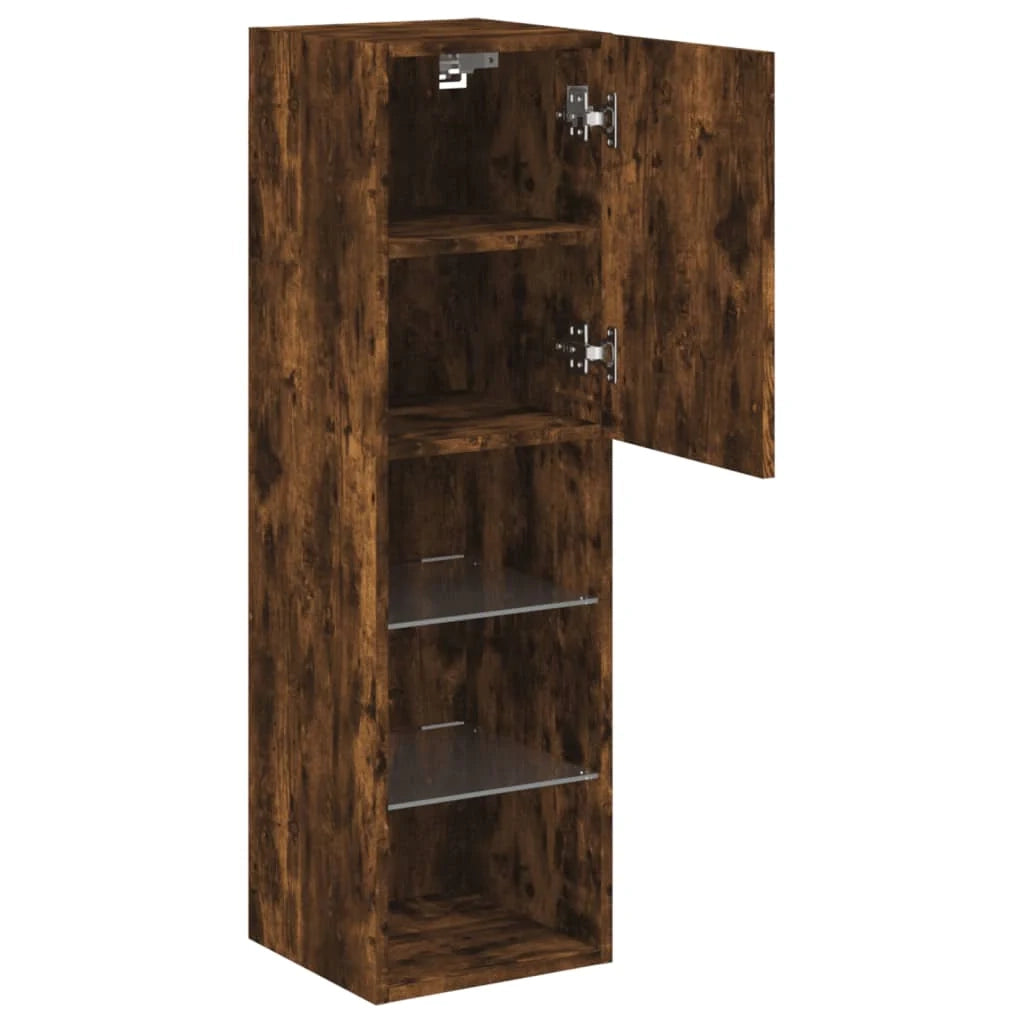Mobile TV multimediale mensola TV credenza mobile TV per sala da pranzo soggiorno camera da letto con luci LED rovere affumicato 30,5 x 30 x 102 cm marrone 02_0026737