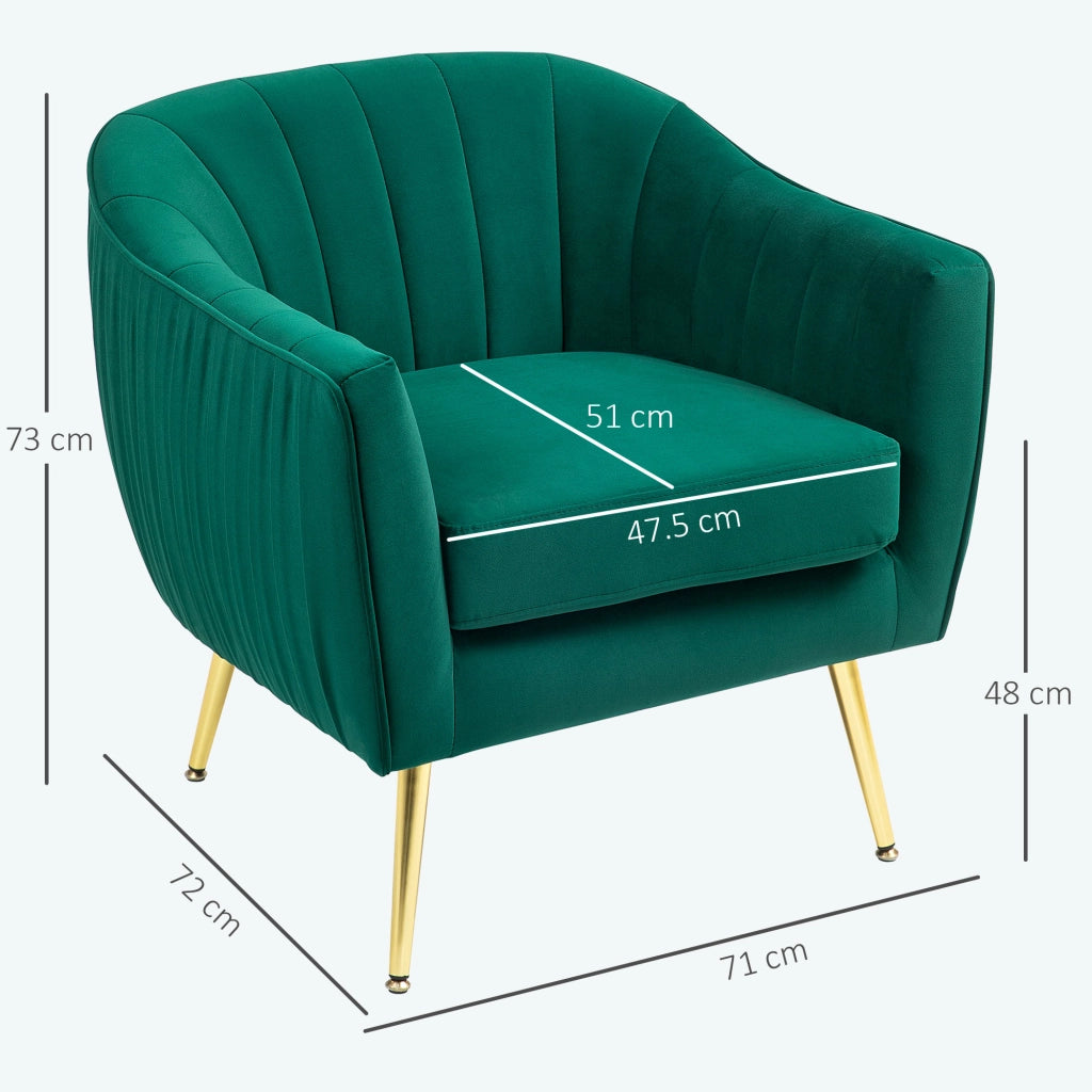 Poltrona Imbottita Relax con Braccioli ¨C Zephmum ¨C Verde 71x72x73 cm