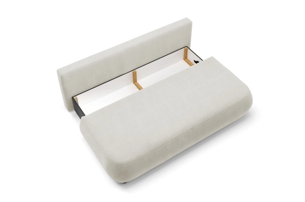 Brugnato, Divano Letto 2 Posti Contenitore, 210x106 cm Bianco Crema