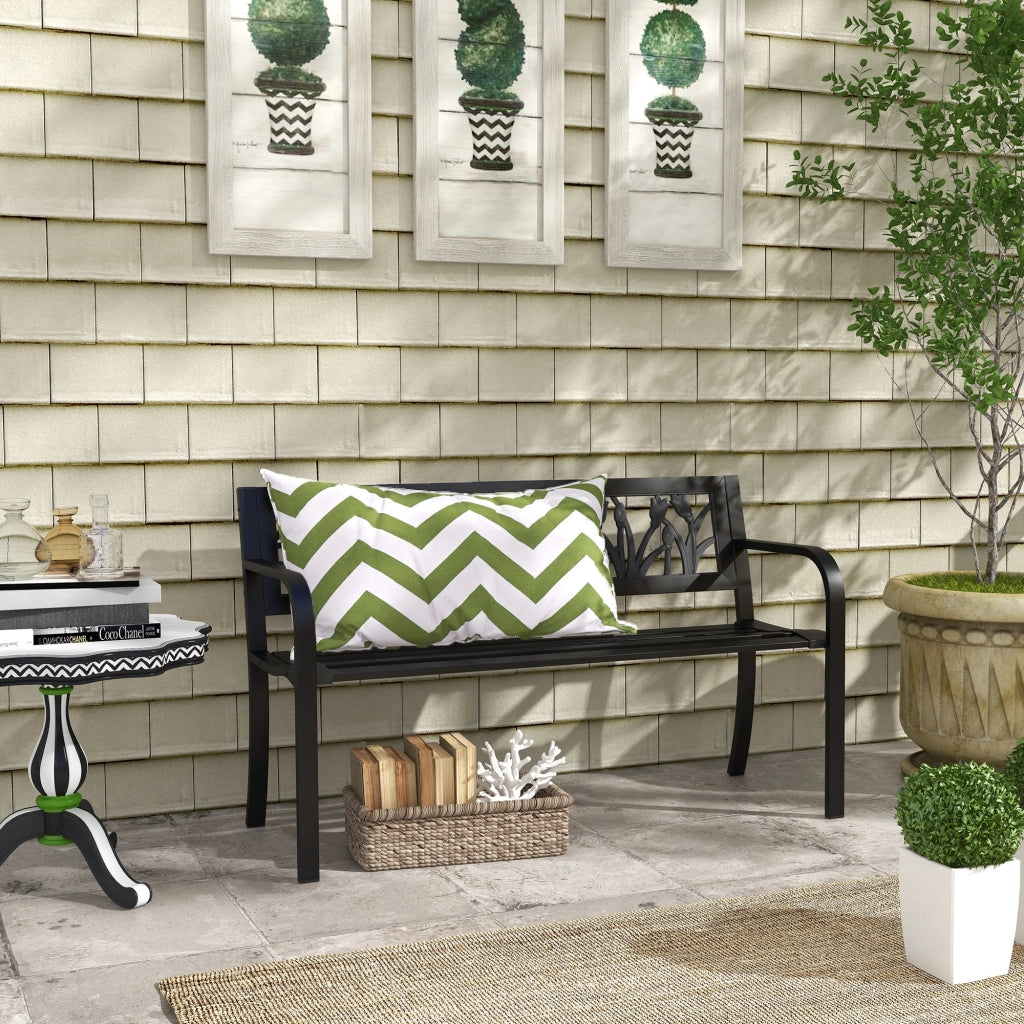 Panchina da Giardino 2 Posti ¨C Zephmum ¨C Acciaio Nero 125x50x75