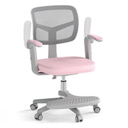 Sedia da scrivania per bambini rosa, sedia da studio ergonomica regolabile in altezza con braccioli e poggiapiedi