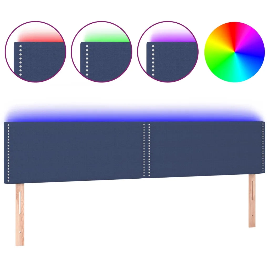 Testiera | Testata a LED Blu 200x5x78/88 cm in Tessuto