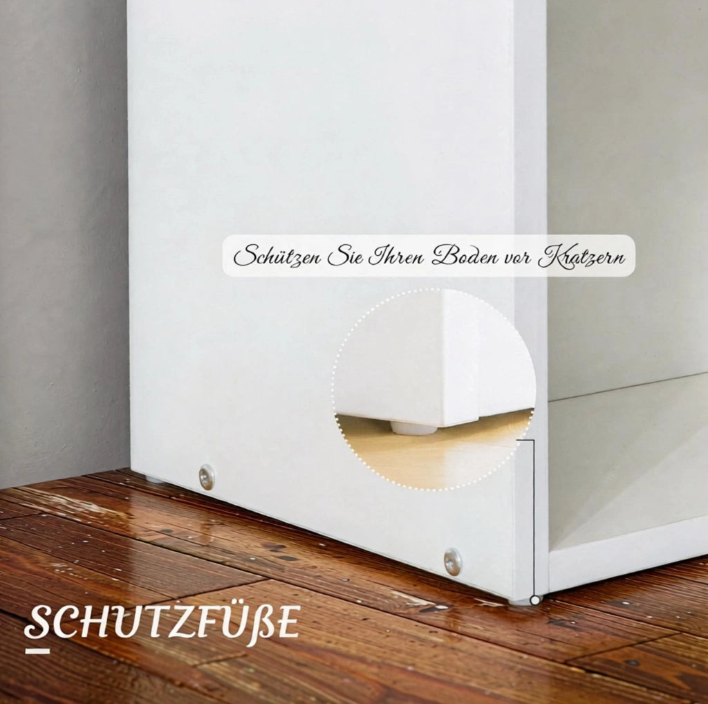 Scrivania bianca in truciolato con libreria integrata e design moderno, 120x55x120 cm