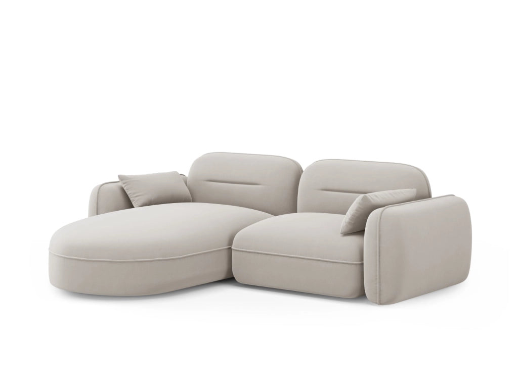 Cosmopolitan Design - Divano angolare modulare sinistro "Sydney" 3 posti in velluto beige chiaro 
