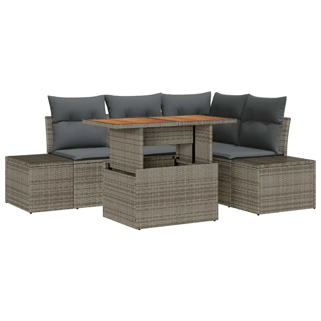 Set Divano da Giardino 5 pcs Grigio Poly Rattan 3358694