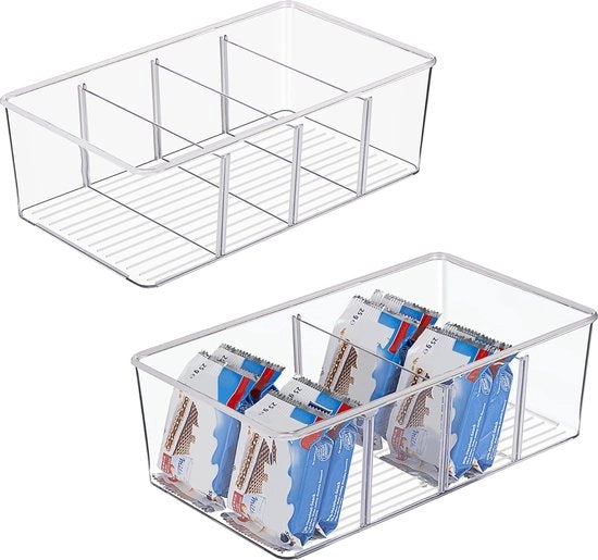 Organizzatori per frigorifero da 2 pezzi - BPA libero - Translucido - 4 contenitori