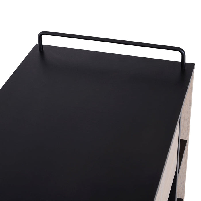 Mobiletto Carrello da Cucina con Cassetti in Legno Rovere e Nero 76.5x40x82 cm