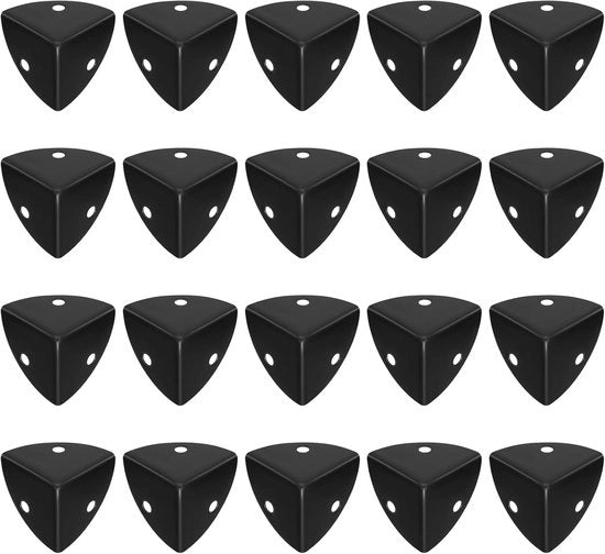 20 x Protezioni angolari in metallo per tavoli, protezioni angolari in metallo, protezioni angolari in metallo per mobili, protezioni angolari per scatole, armadi, scrivanie, mobili (nero), Nero