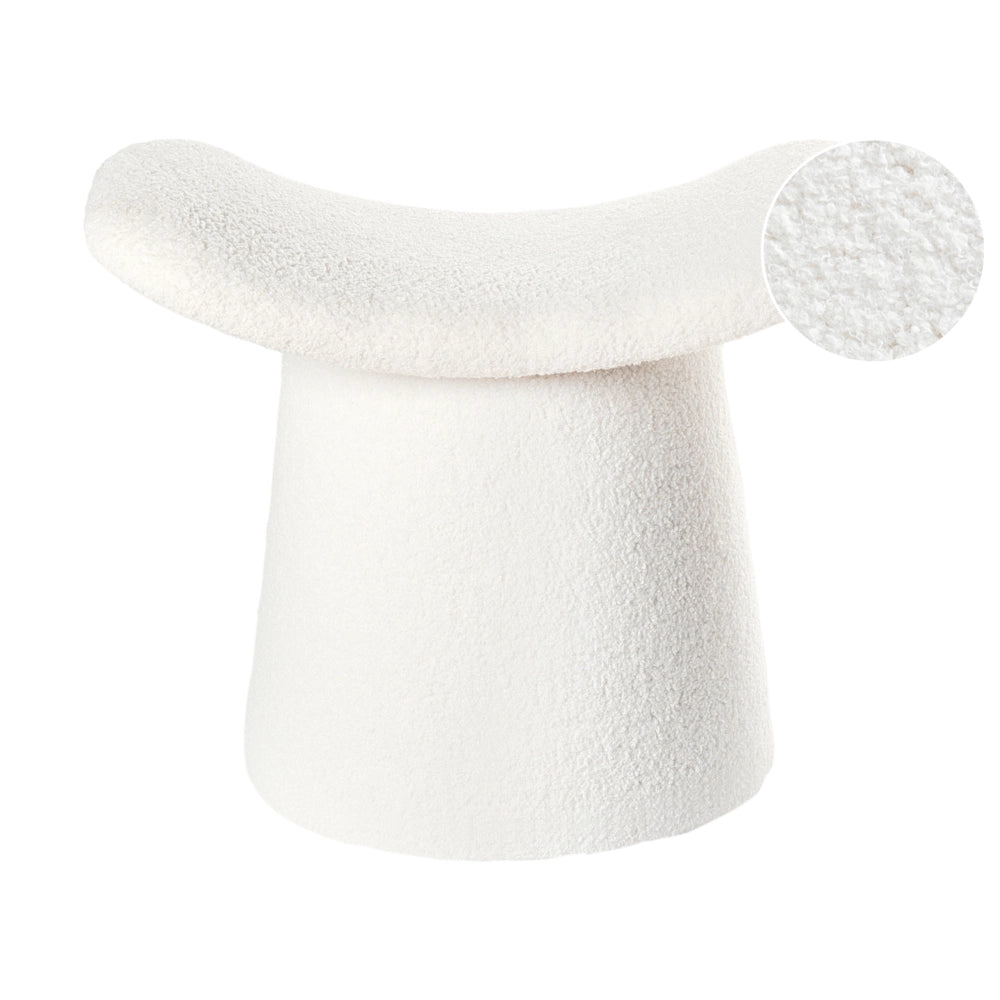 Pouf tessuto Boucle Bianco sporco poggiapiedi soggiorno moderno