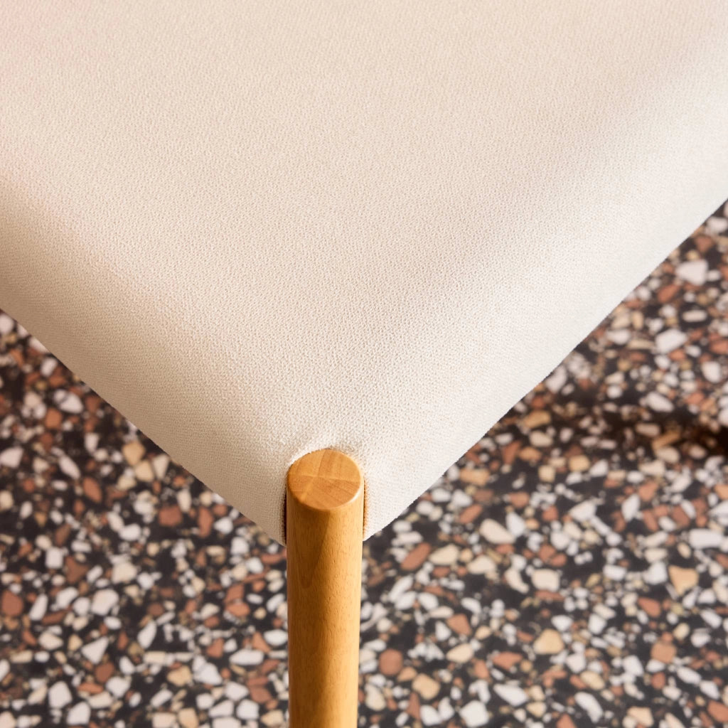 Set 2 sedie bohemien in legno di hevea e tessuto simple, marrone