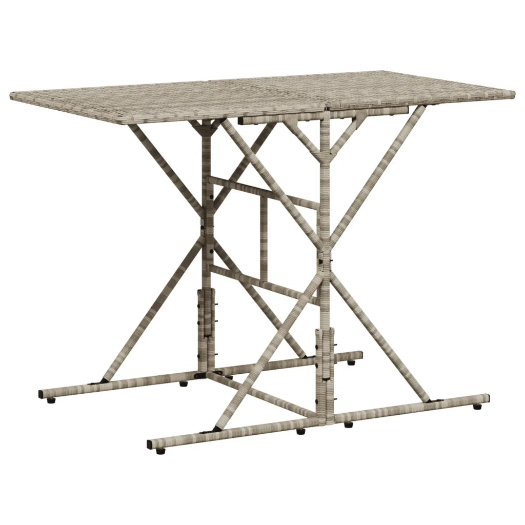 Set da Pranzo da Giardino 7 pz Cuscini Polyrattan Grigio Chiaro