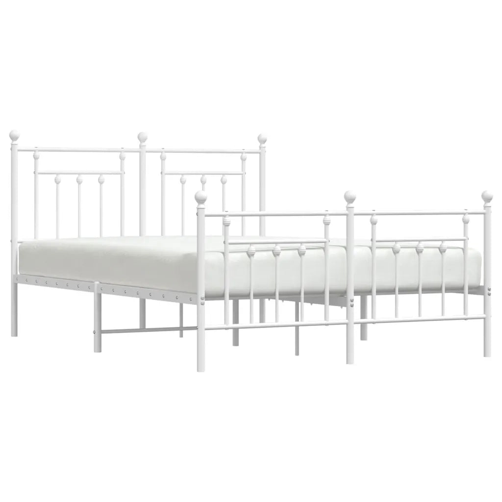 Giroletto con Testiera e Pediera-Struttura Letto Metallo Bianco 140x200 cm 844731