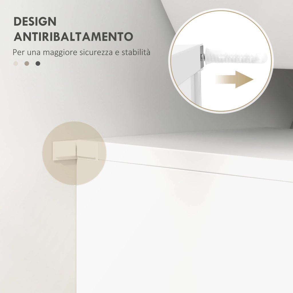 Mobile Sottolavabo Bagno 2 Ante Salvaspazio Legno Mensola Regolabile ¨C Zephmum ¨C Bianco Lucido