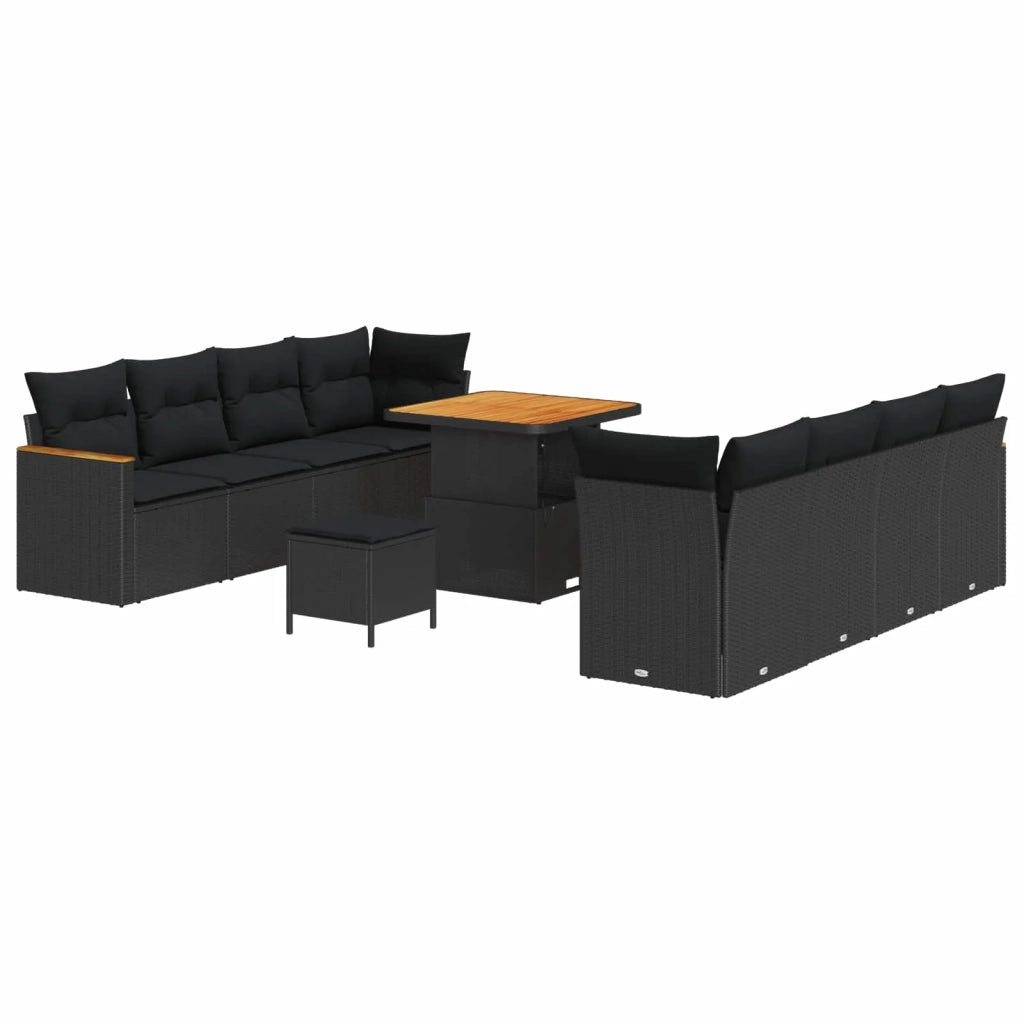 Set Divano da Giardino 11 pcs Nero polyrattan 3363014