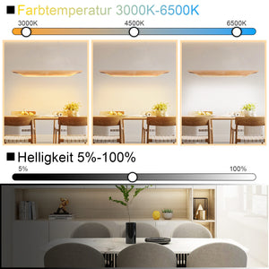 Lampada a sospensione ZMH moderna in legno da 90 cm per sala da pranzo dimmerabile con telecomando