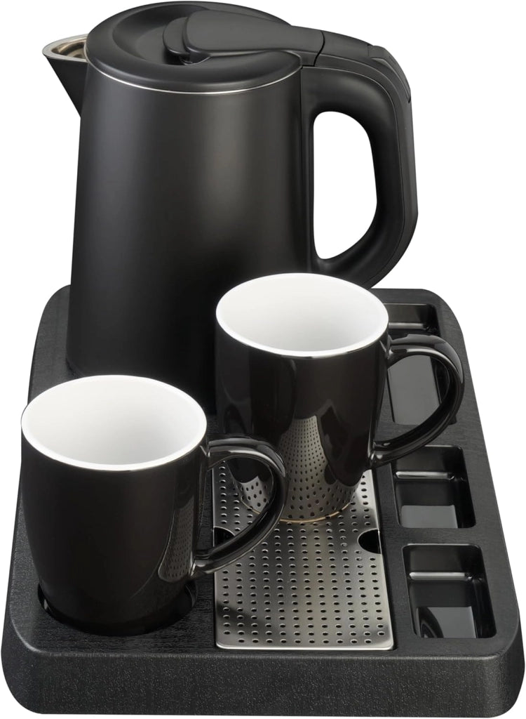 Set bollitore elettrico 4 pezzi- Nero  0,8 litri  Acciaio inox a doppia parete
