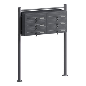 Cassetta postale condominiale autoportante, 6 posti, antracite, 945 x 270 x 1200 mm, 2 moduli