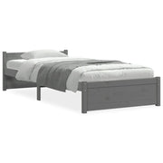 Letto singolo | Letto per adulti | Giroletto in Legno Massello Grigio 75x190 cm Small Single