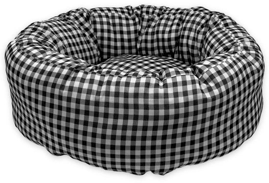 Cuscino per Animali - Rond e Comfortevole - Karo Nero e Bianco - Letto per Cani e Gatti - Adatto per Interno - Ø 35 cm