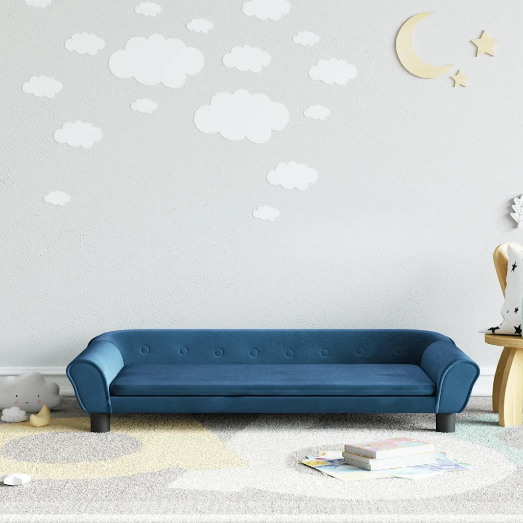 Divano | Divano da soggiorno | Sofa per Bambini Blu 100x50x26 cm in Velluto