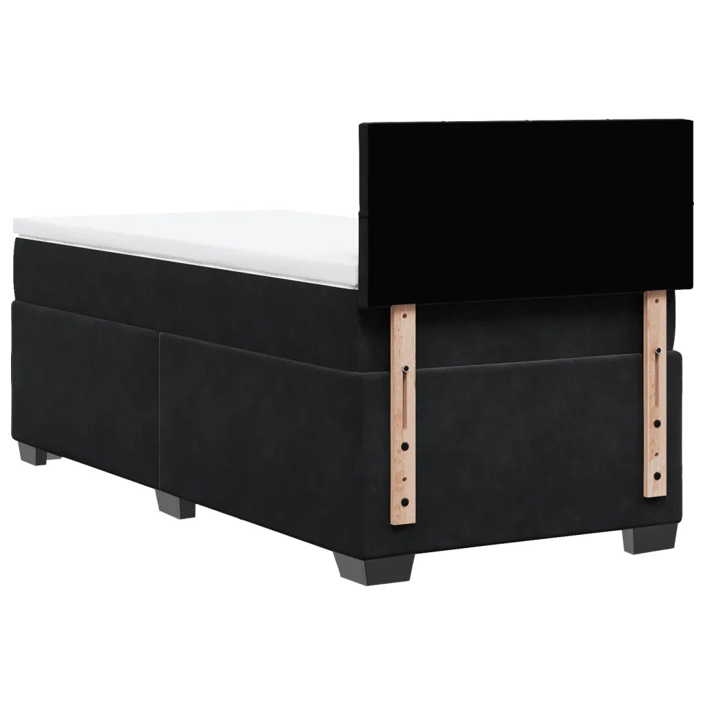 vidaXL Giroletto a Molle con Materasso Nero 90x200 cm in Velluto