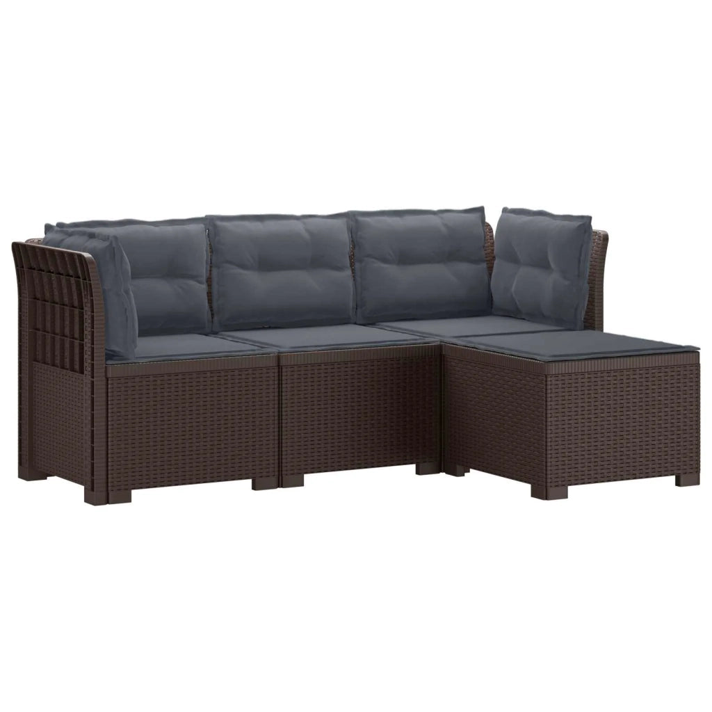 Divano da giardino 4 posti con cuscini aspetto rattan PP 3443949