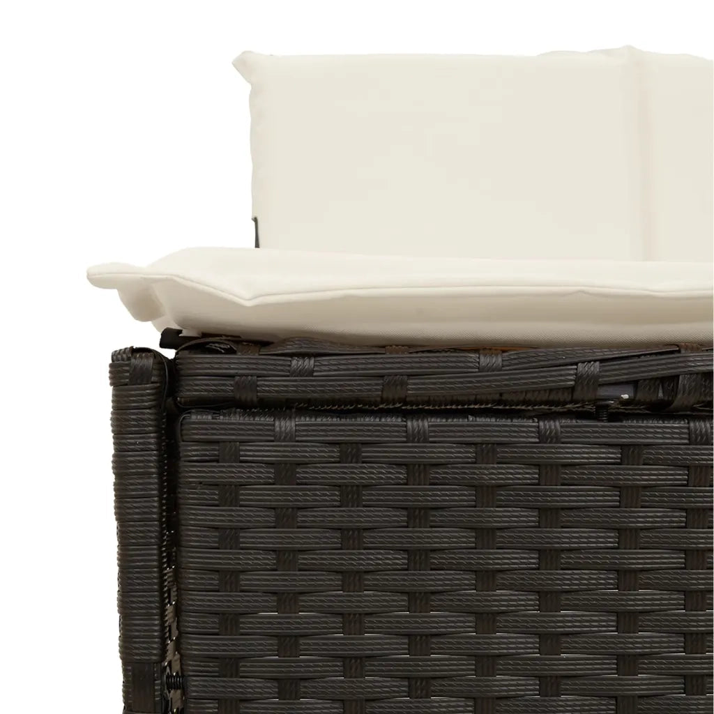 Bordo per Spa Nero in Polyrattan e Legno Massello di Acacia 3270642