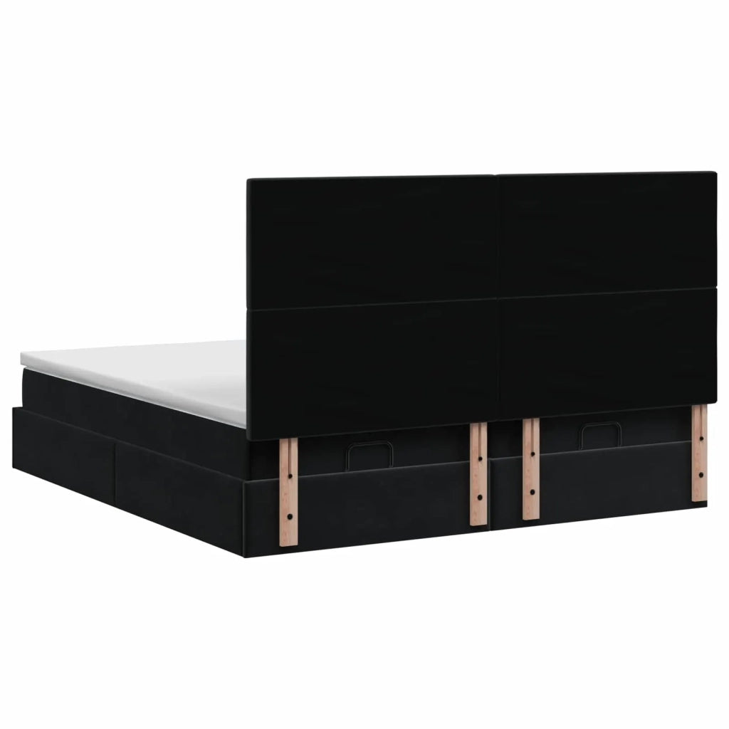 Letto ottomano con materasso con testiera 2 pz Nero Velluto 3457940