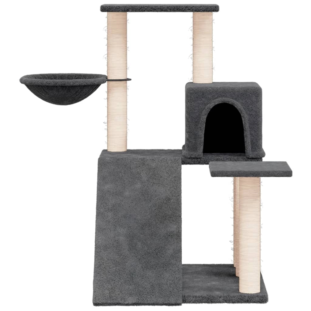 Tiragraffi per gatti torre per arrampicata giocattolo piattaforma per arrampicata con tiragraffi in sisal scuro 82 cm grigio 02_0022707