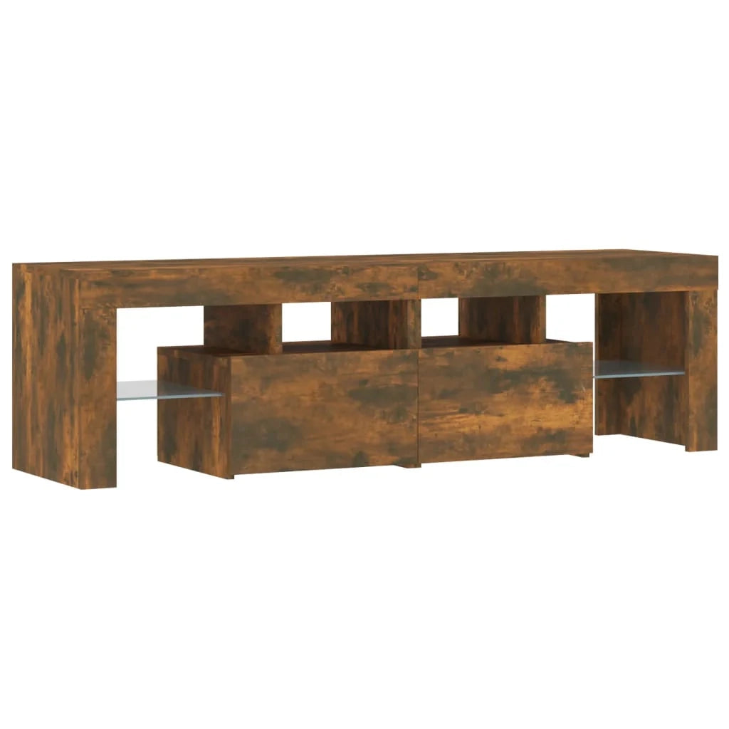 Mobile TV multimediale scaffale TV credenza mobile TV sala da pranzo soggiorno camera da letto con luci LED rovere affumicato 140 x 36,5 x 40 cm marrone 02_0026721