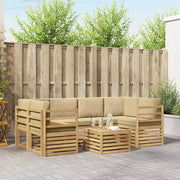 Set di divani da esterno 7 pcs Bianco e Beige Poliestere