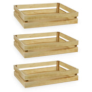 Cassette contenitori in Legno fiammato naturali da 3 Pezzi 37 X 28 X h 8 cm