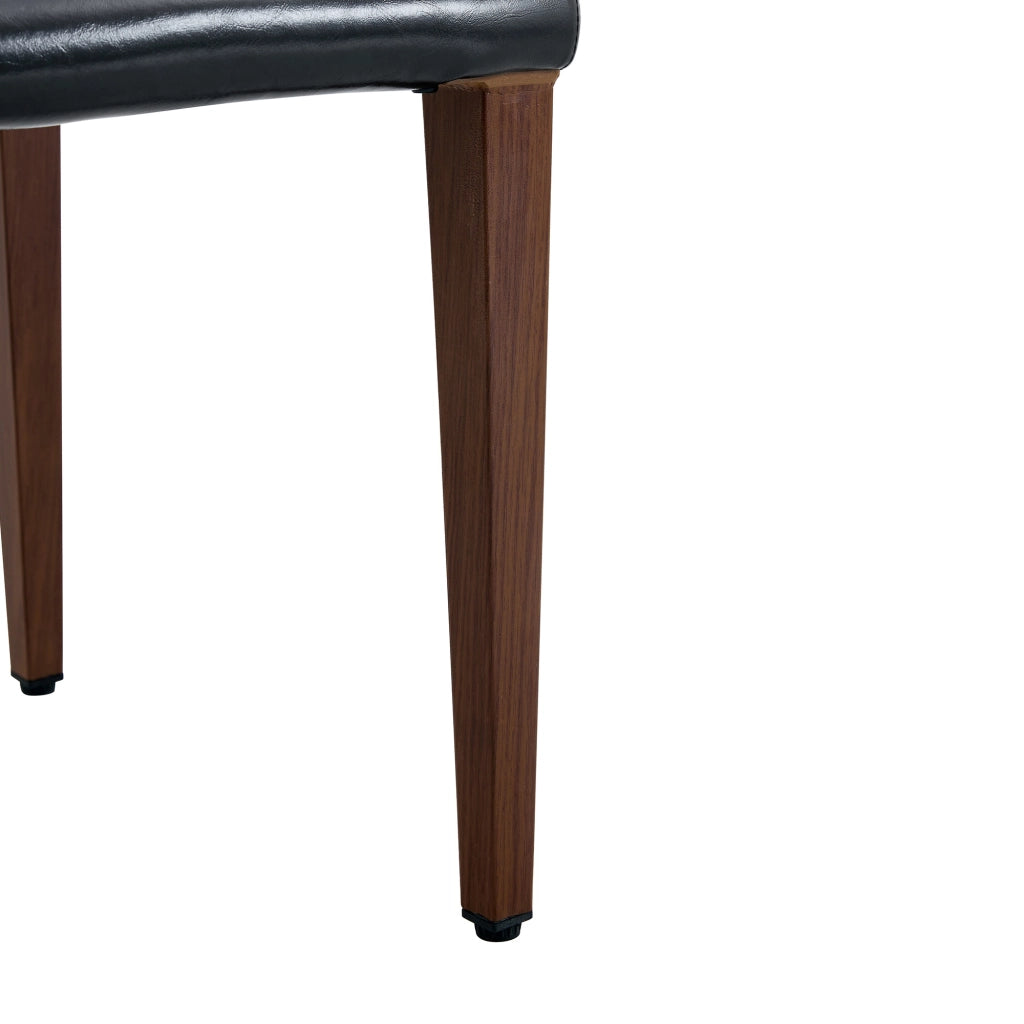 Set di 2 sedie da sala da pranzo dal design moderno; schienale ergonomico; in metallo e PU nero noce