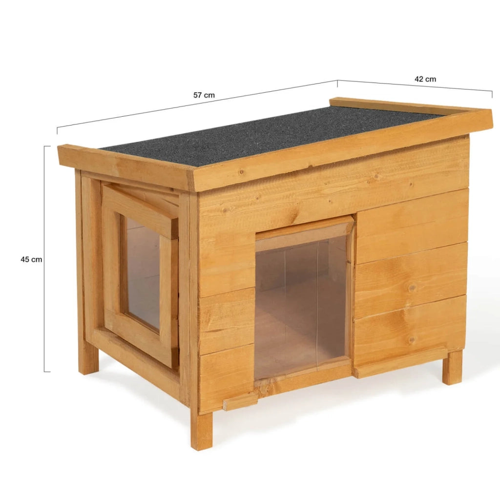 IDMarket - Casetta per gatti in legno con porta a doghe