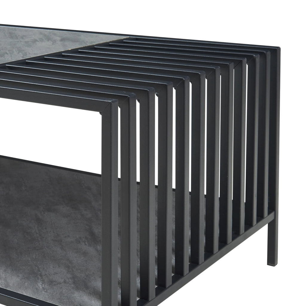 Tavolino Centrale da Salotto Pärghos 120x60x45 cm Nero / Effetto Cemento [en.casa]