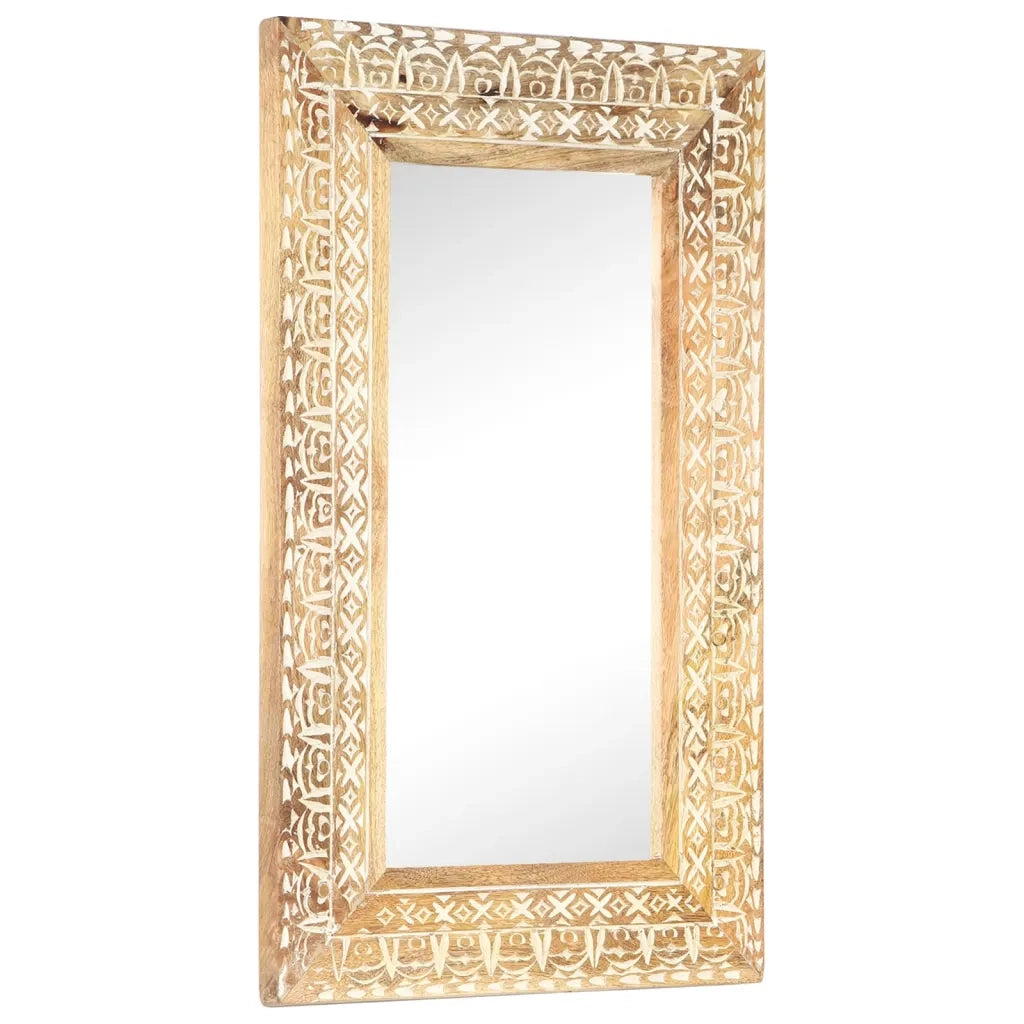 Specchio Intagliato a Mano 80x50x2,6 cm in Massello di Mangocod mxl 78751