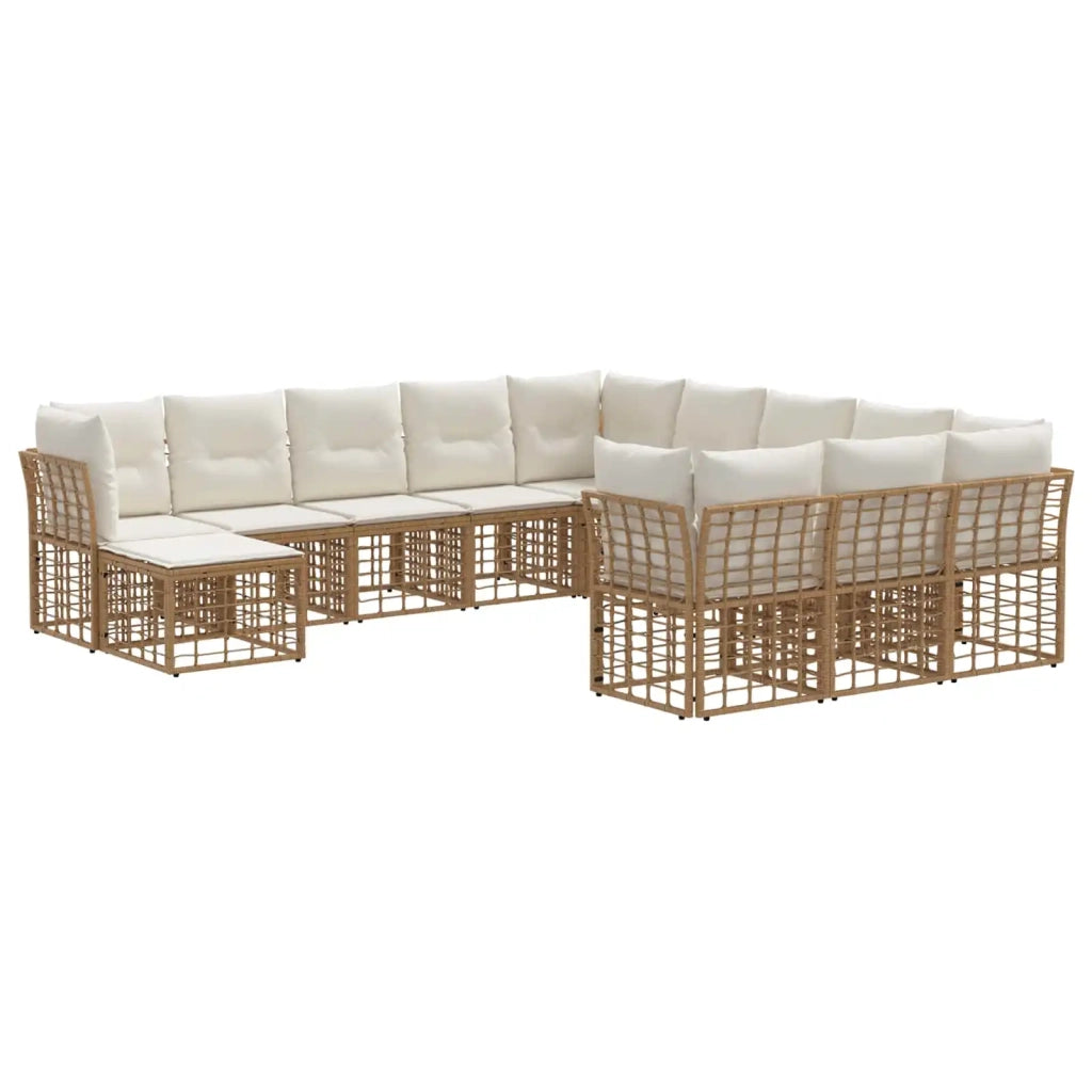 Set di divani da esterno 12 pcs Naturale e Bianco Crema