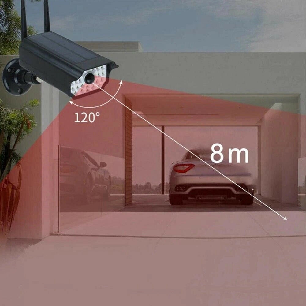 Trade Shop - Telecamera Finta Pannello Solare Con Sensore Di Movimento 30 Led Faretto 17549-3 -