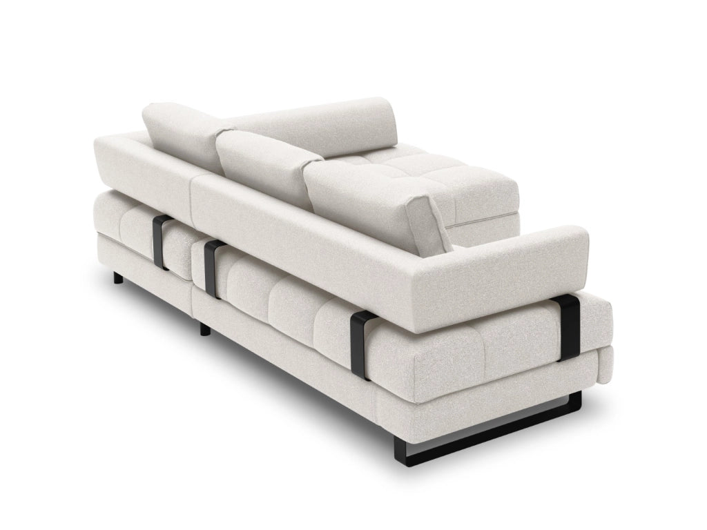 Cosmopolitan Design - Divano convertibile angolare destro con box "Clinton" 5 posti tessuto strutturato grigio chiaro 