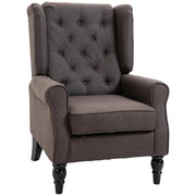 Poltrona per Salotto in Stile Francese con Seduta Imbottita e Cuscini 74x86x102 cm in Poliestere Marrone