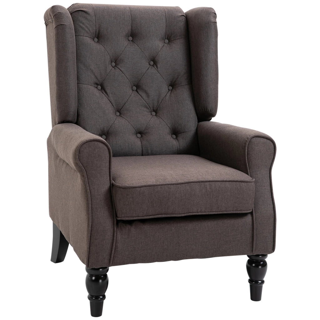 Poltrona per Salotto in Stile Francese con Seduta Imbottita e Cuscini 74x86x102 cm in Poliestere Marrone