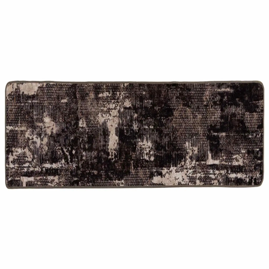 Runner Tappeto MARSA Nero 100 x 250 cm Poliestere e PVC