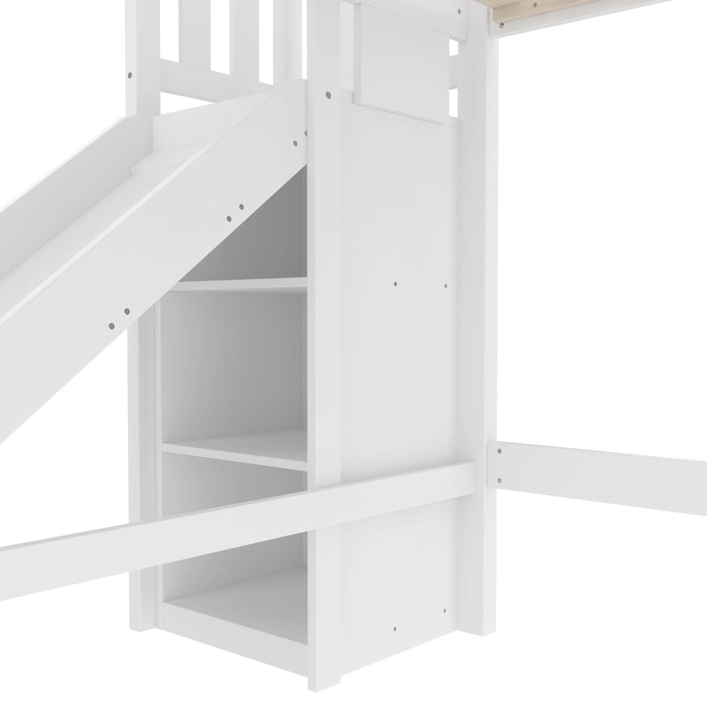 Letto a soppalco per bambini 90x200 cm con scivolo e LED