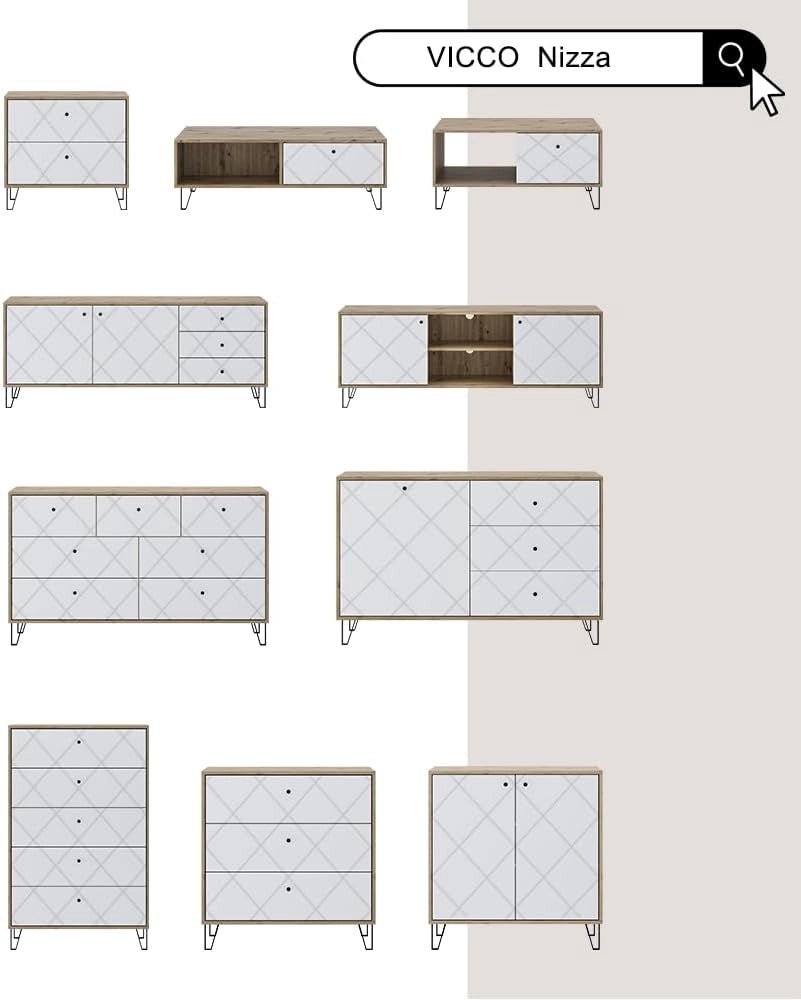 Credenza Nizza, Artigianale/Bianco, 80.2 x 82.6 cm con 2 porte